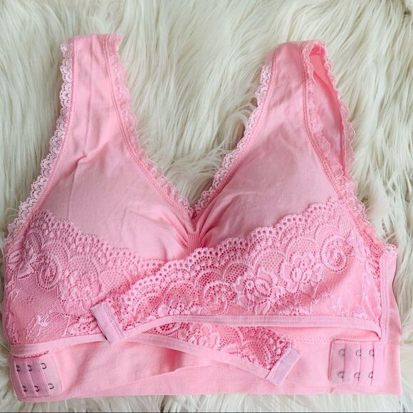 Nwt Pink Lift Wireless Front X Buckle Lace Bralette - Picture 3 of 16
